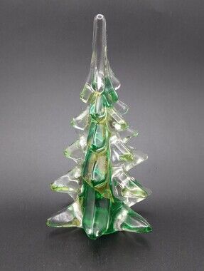 Vintage Art Glass Tree With Green And Gold Dichoric Glass,READ